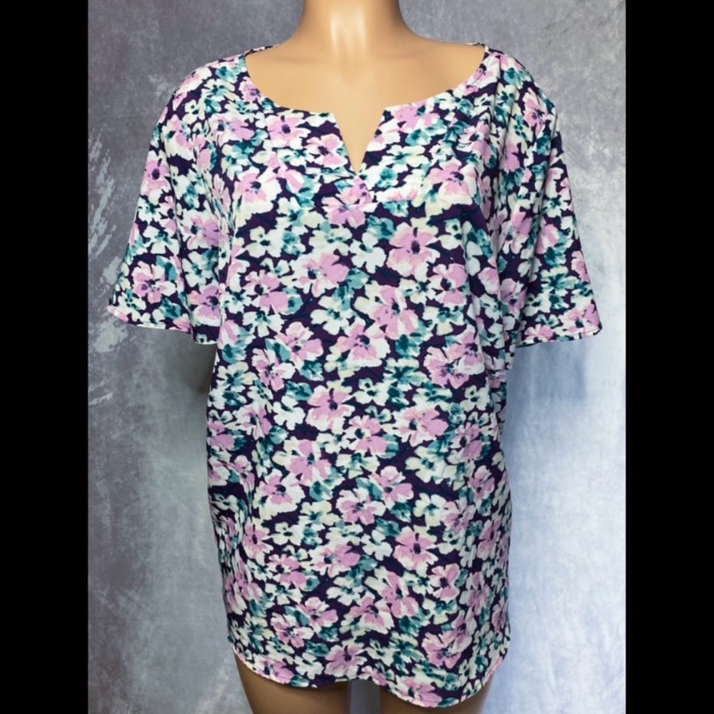 Lane Bryant - Multi-Colored, Floral, Femme Blouse